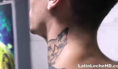 Bad Boy Latino Twink Paid Threesome W/ Stranger In Bathroom